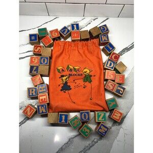Vintage ABC Wooden Blocks, V.I.K. (Very Important Kids), set of 40